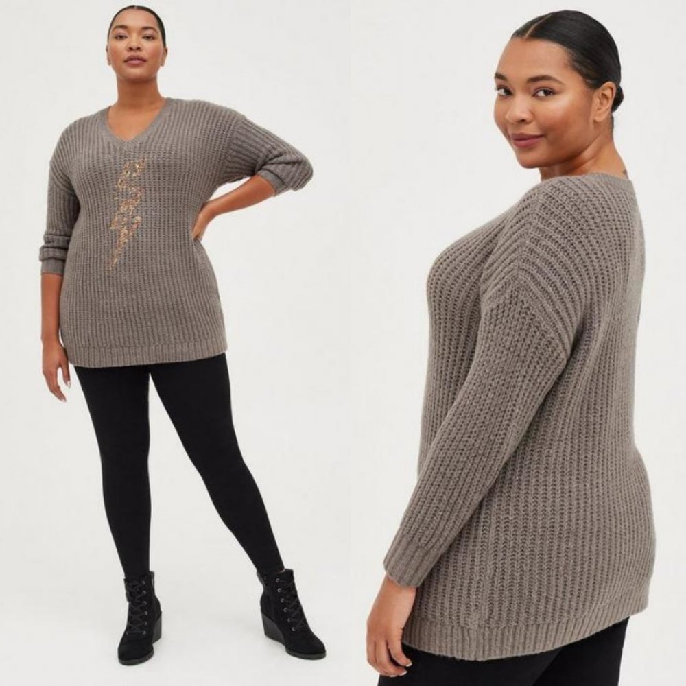 NWT Torrid 2 Lightning Bolt Chunky Pullover Tunic Sweater 2X 18 20